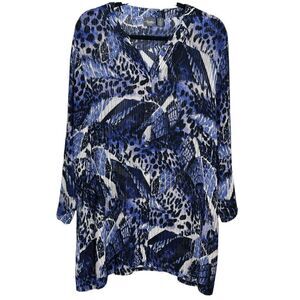 Chico's Travelers Classic Geo Lepoard Jacket Button Up Stretch Mesh Sz 4!